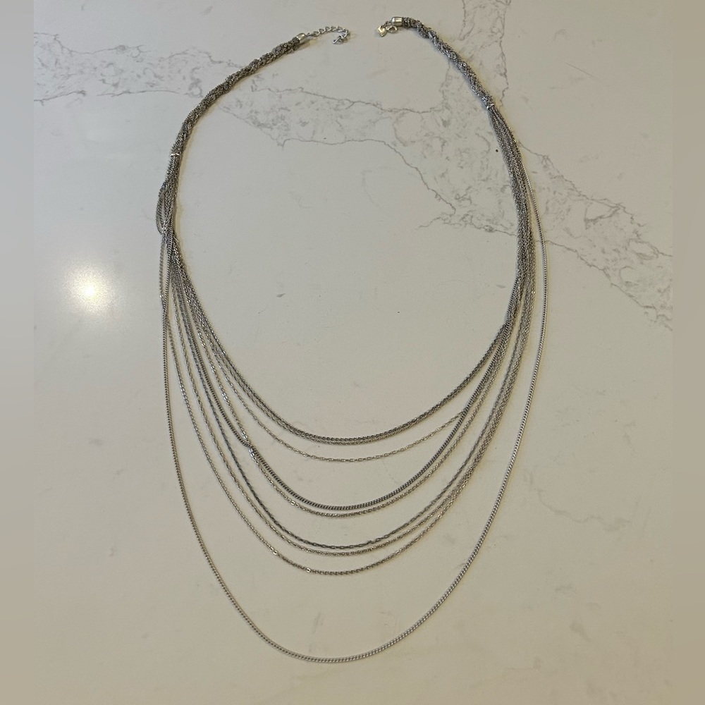 Stella & Dot Multi-Strand Silver Layered Necklace